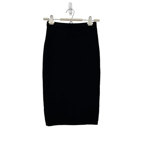 Gianni Versace Womens Black Greek Key Laser Cut Knit Pencil Skirt Size 44 US 8